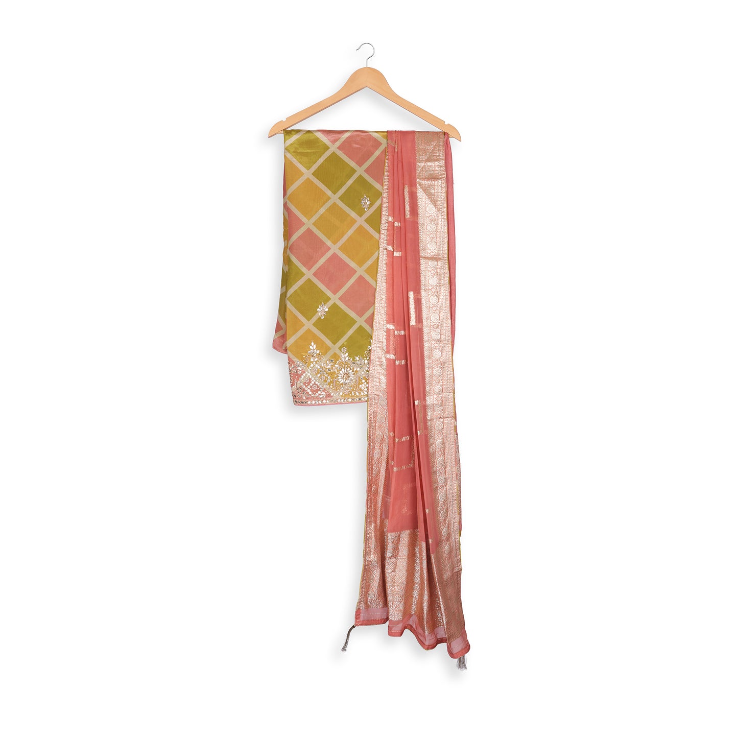 Aabha Multicolor Bandhej-Inspired Unstitched Suit Set