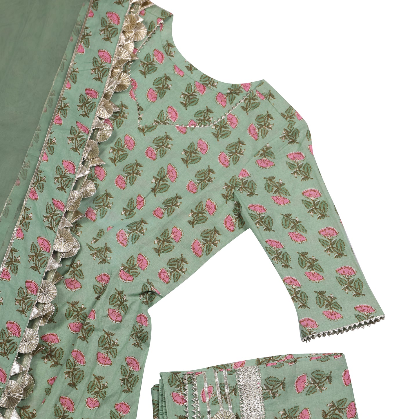 Meher Pistachio Green Anarkali Suit Set