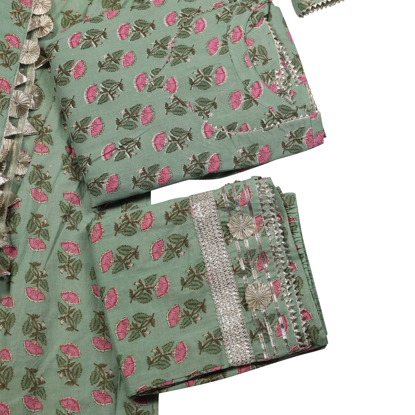 Meher Pistachio Green Anarkali Suit Set