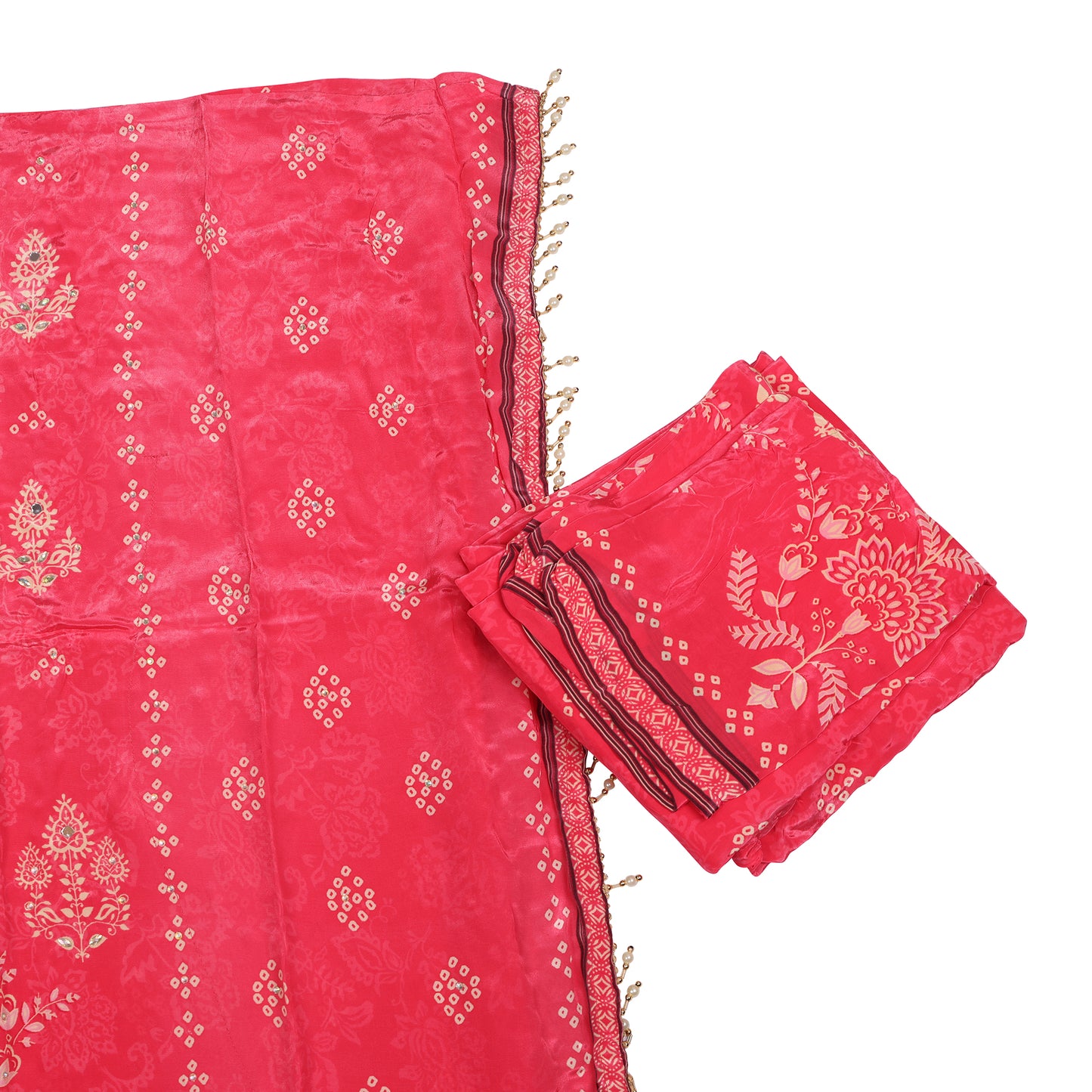 Sitara Rose Gold Printed Kaftan Kurta