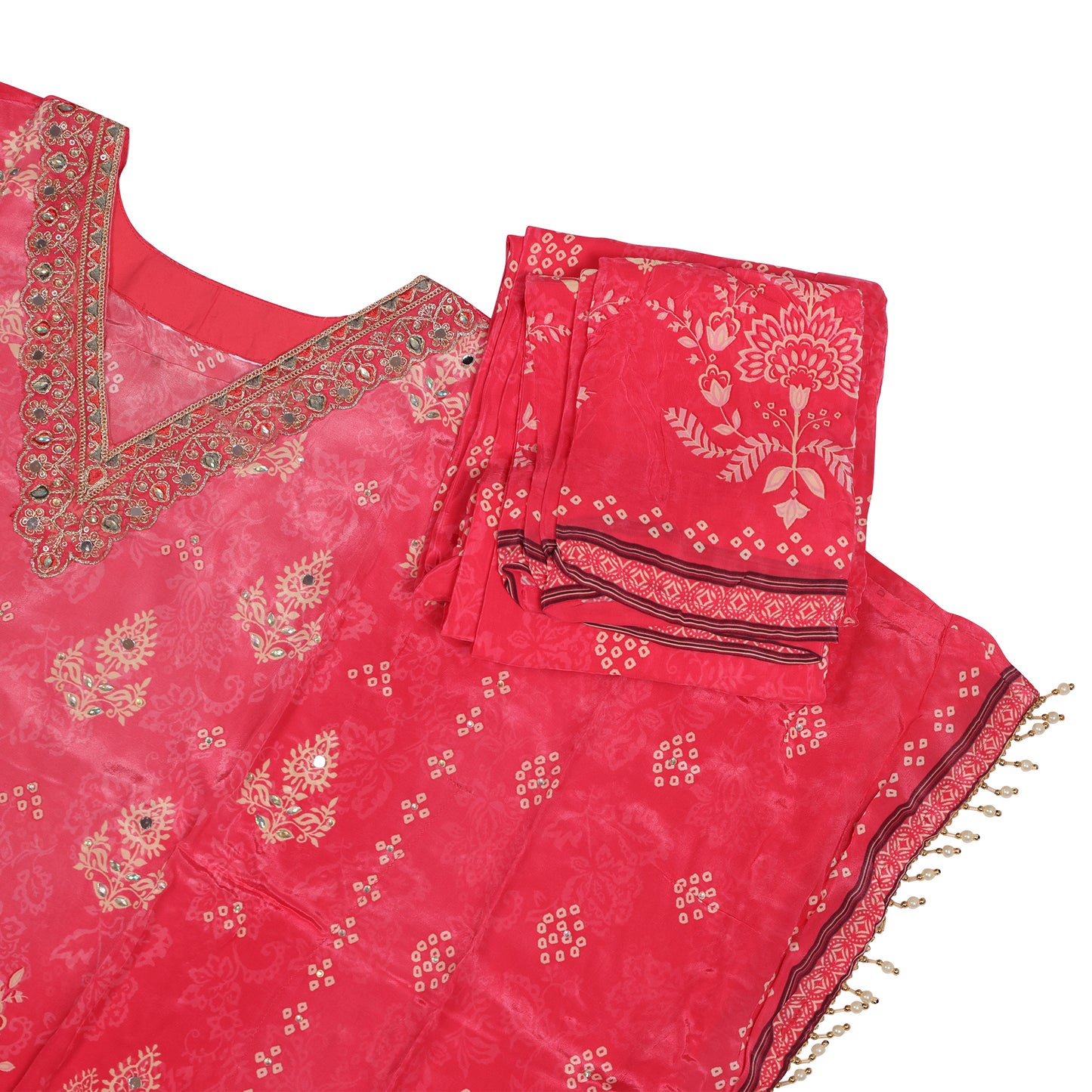 Sitara Rose Gold Printed Kaftan Kurta