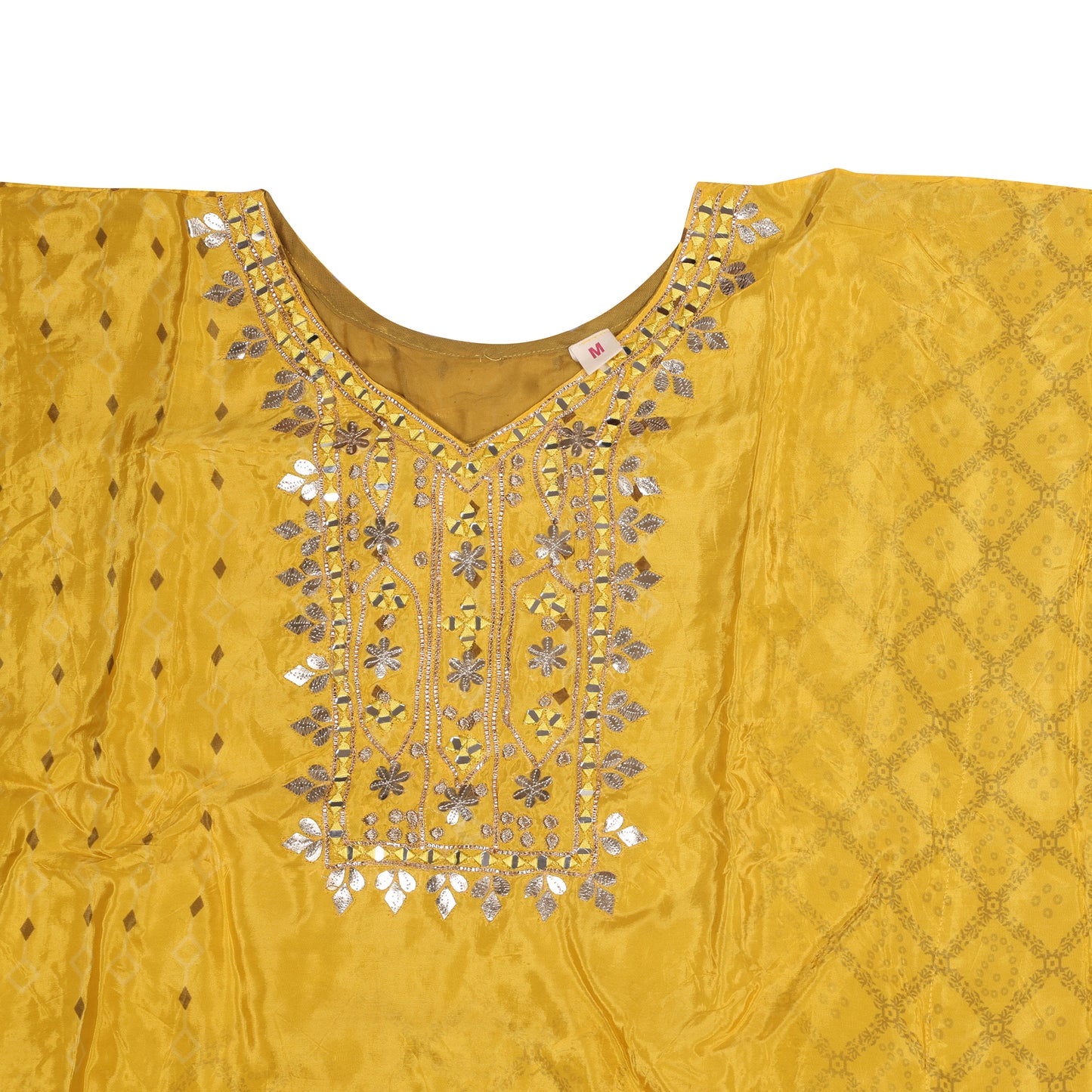 Saanvi Mustard Mirror Work Kaftan
