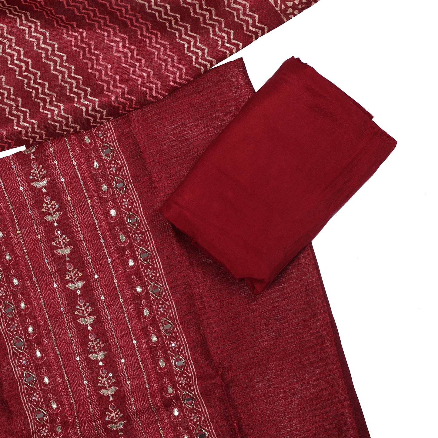 Ira Rust Dabu-Inspired Unstitched Suit Set