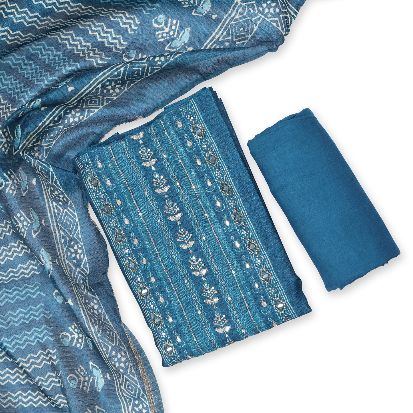 Ira Indigo Dabu-Inspired Unstitched Suit Set