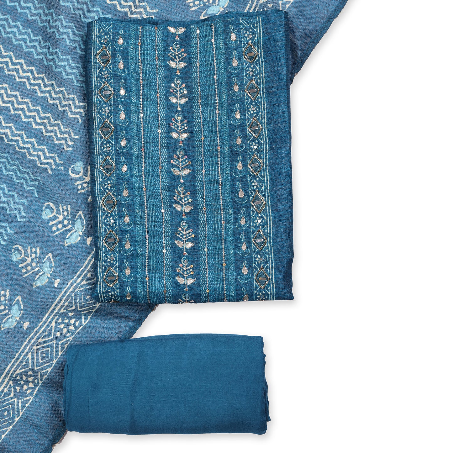 Ira Indigo Dabu-Inspired Unstitched Suit Set