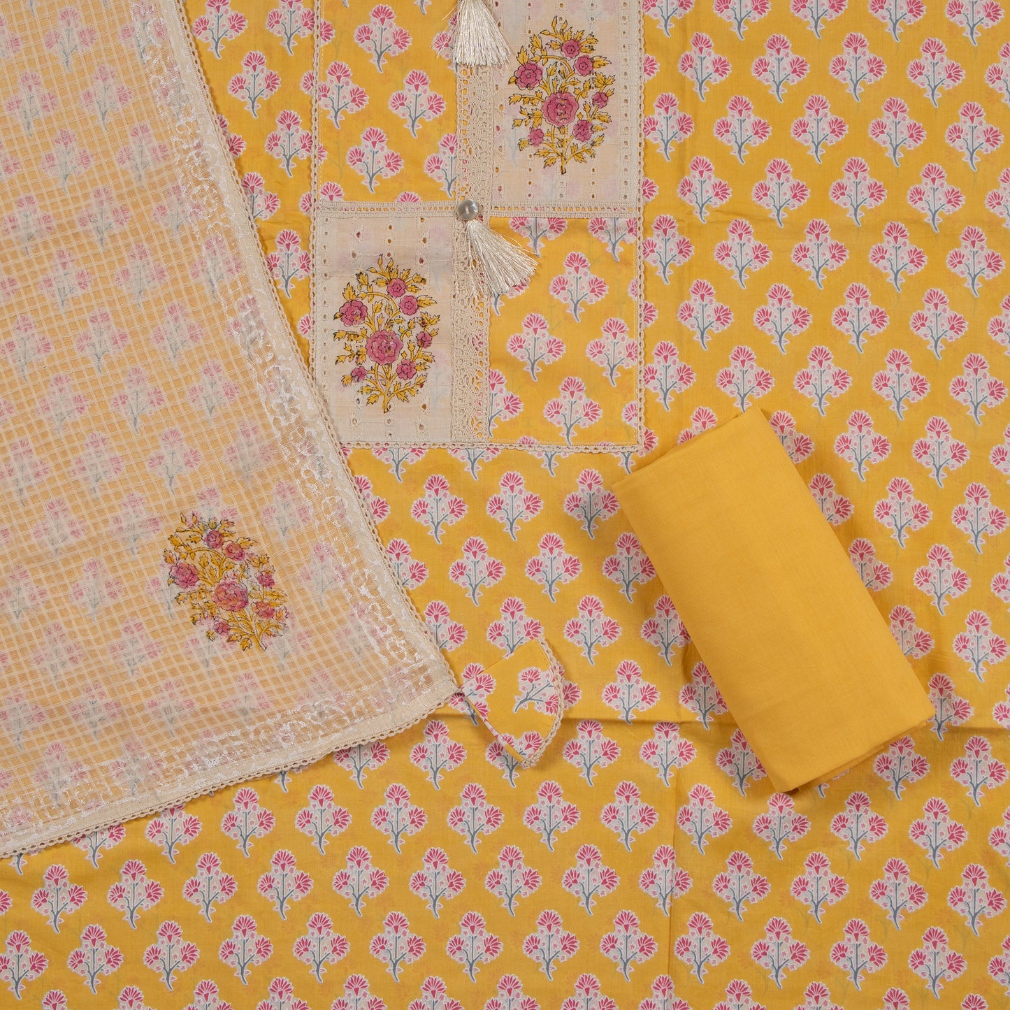 Golden Bloom Charm – Printed Cotton Designer