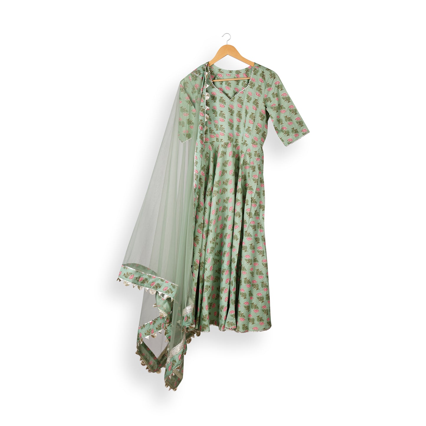 Meher Pistachio Green Anarkali Suit Set