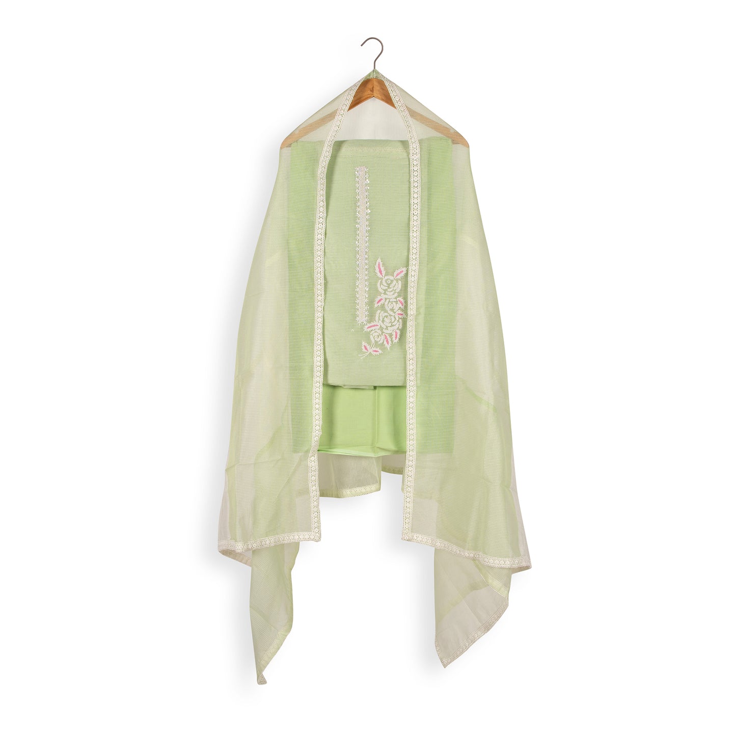 Pastel Elegance – Embroidered Cotton Designer Collection Dress Material