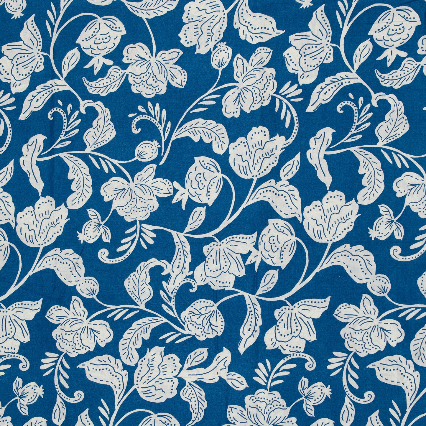 Timeless Navy Blue Floral Unstitched Fabric