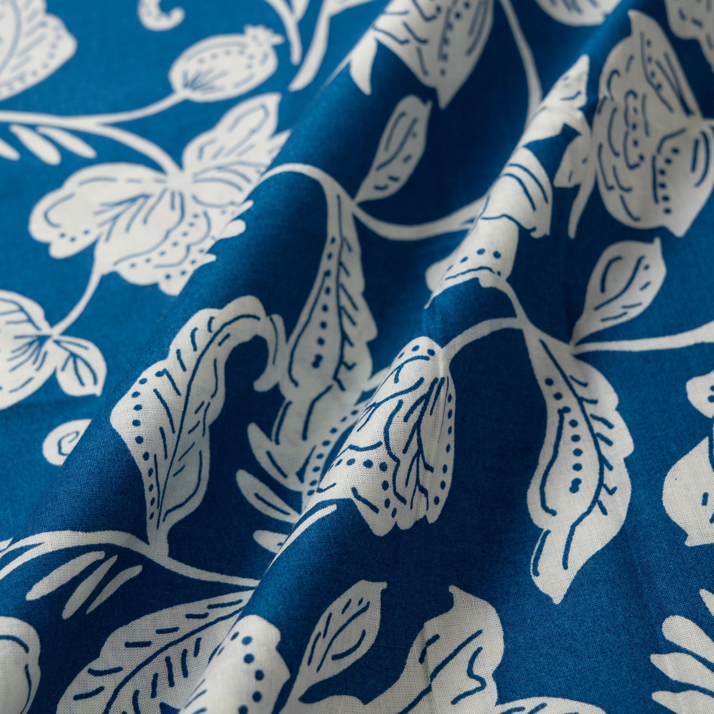 Timeless Navy Blue Floral Unstitched Fabric