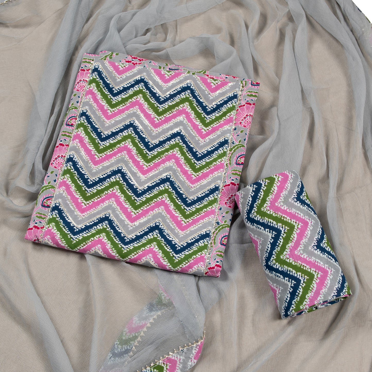 Chic Multi-Patterned Designer Fabric Set
