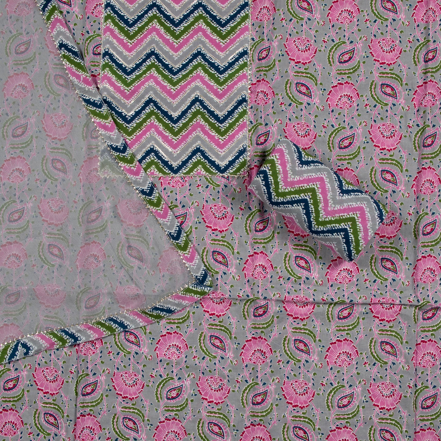Elegant Chevron-Printed Designer Fabric Set