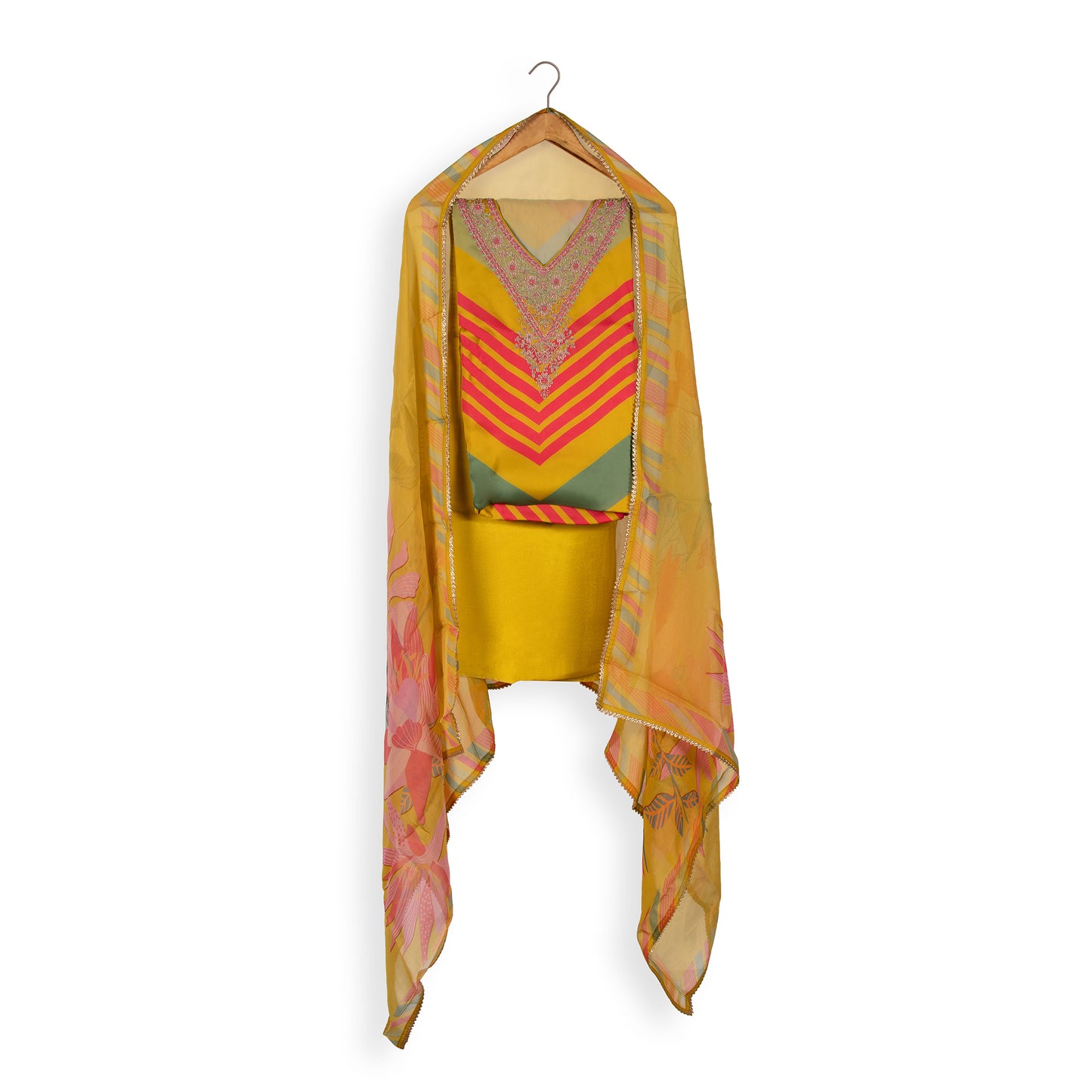 Radiant Yellow Designer Collection Fabric Set with Dupatta