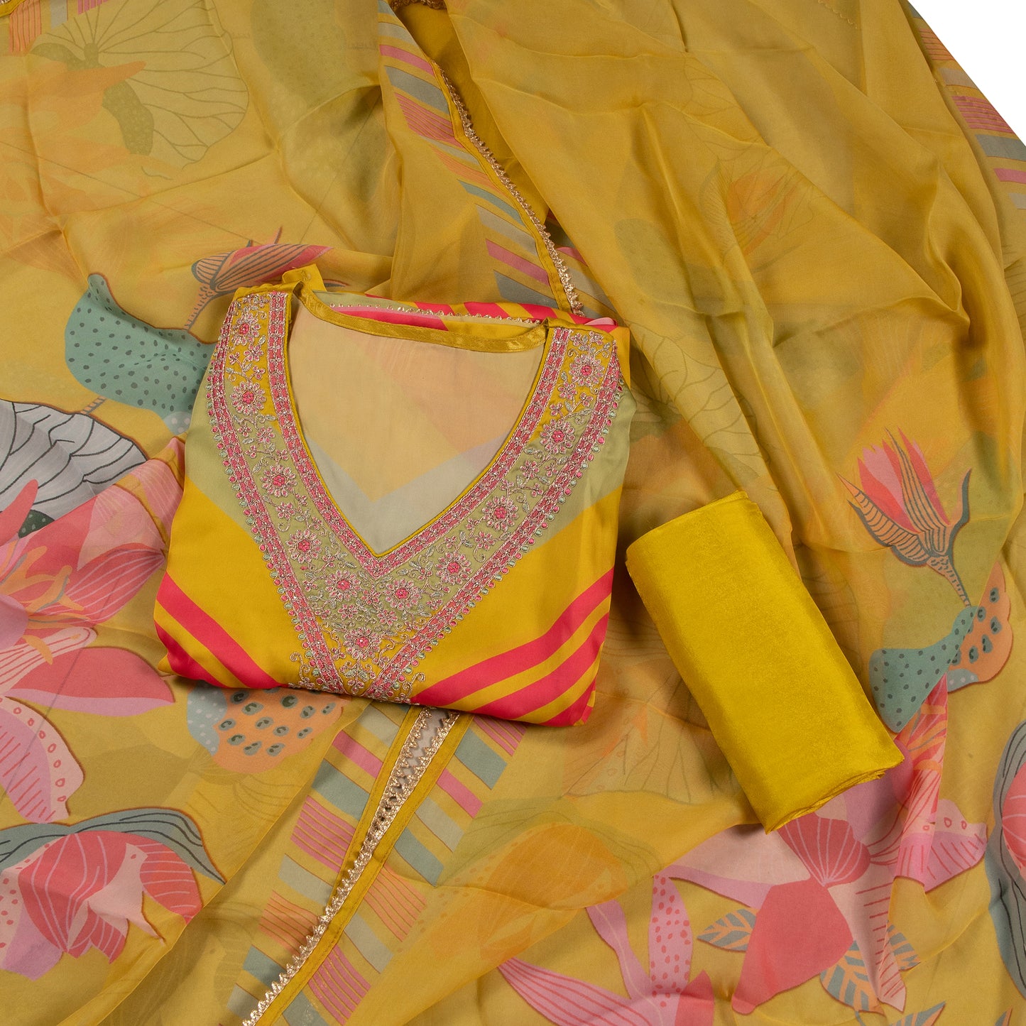 Radiant Yellow Designer Collection Fabric Set with Dupatta