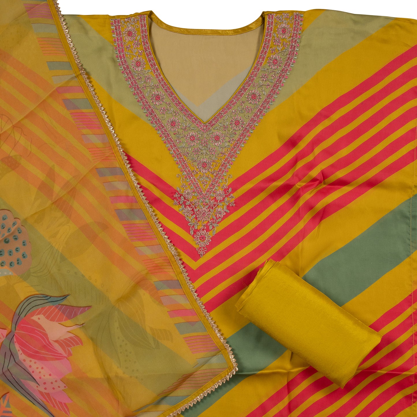 Radiant Yellow Designer Collection Fabric Set with Dupatta