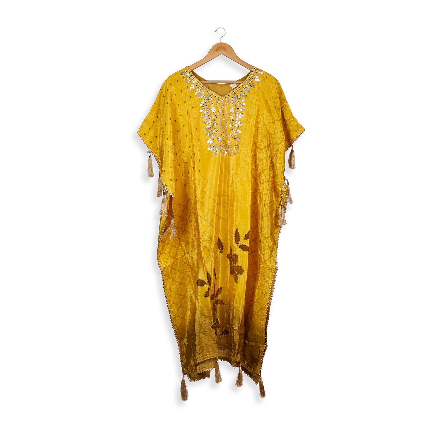 Saanvi Mustard Mirror Work Kaftan