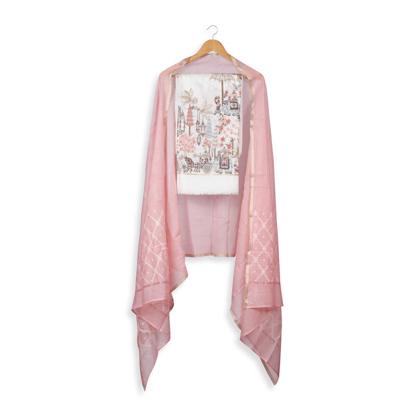 Mehal Blush Pink Unstitched Printed Suit Set