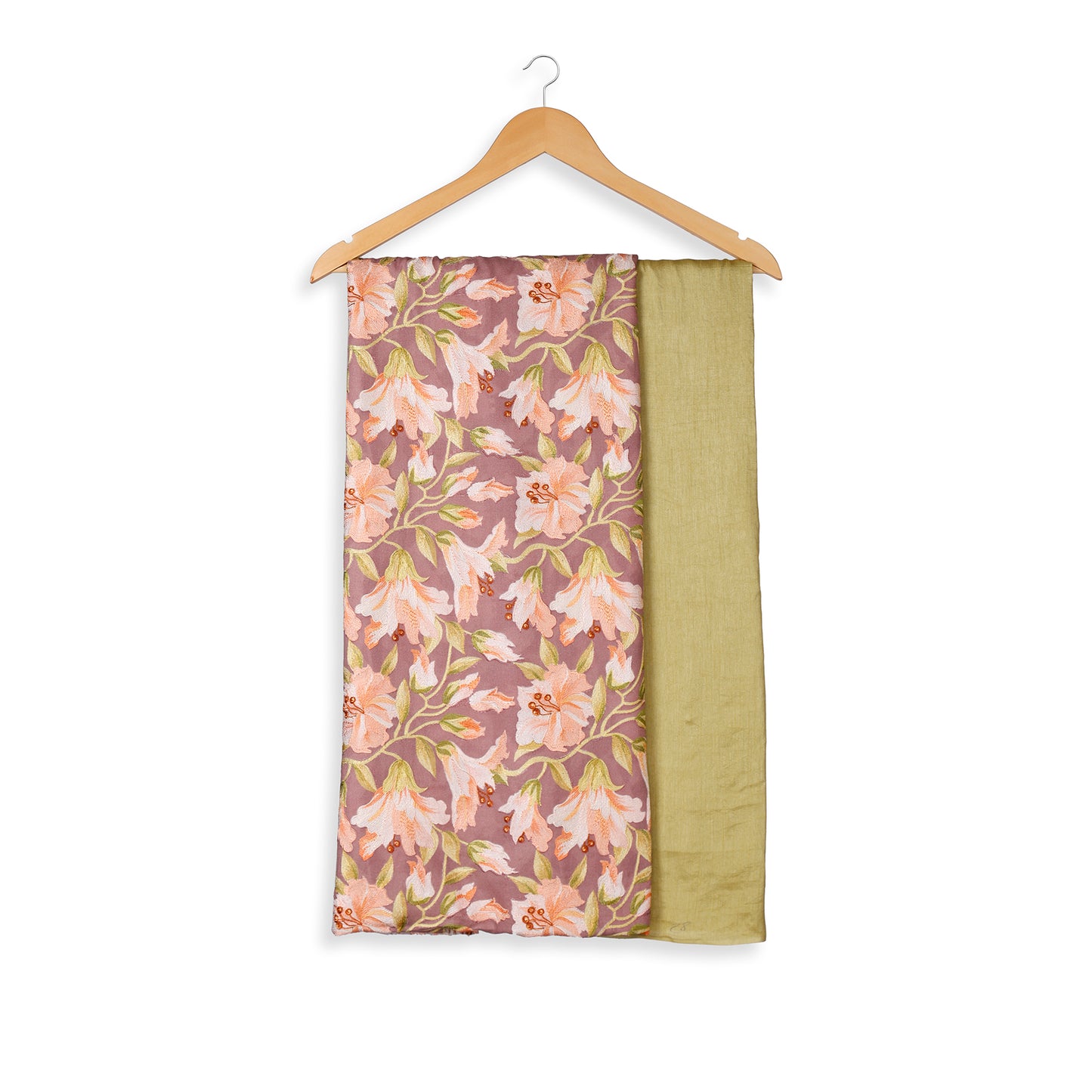 Falguni Mauve Floral Linen Unstitched Suit Set