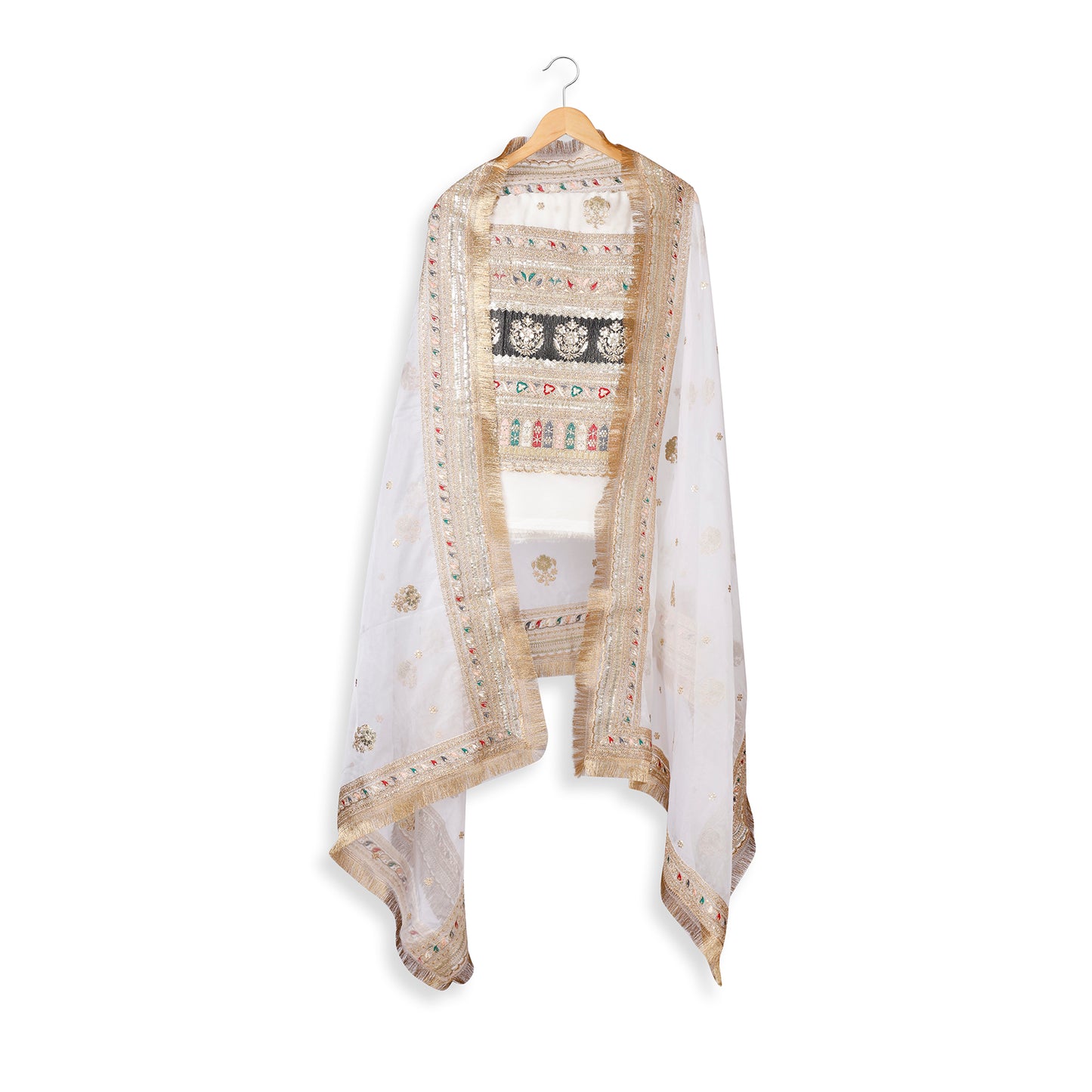 Noor Mahal Ivory & Gold Embroidered Unstitched Suit Set