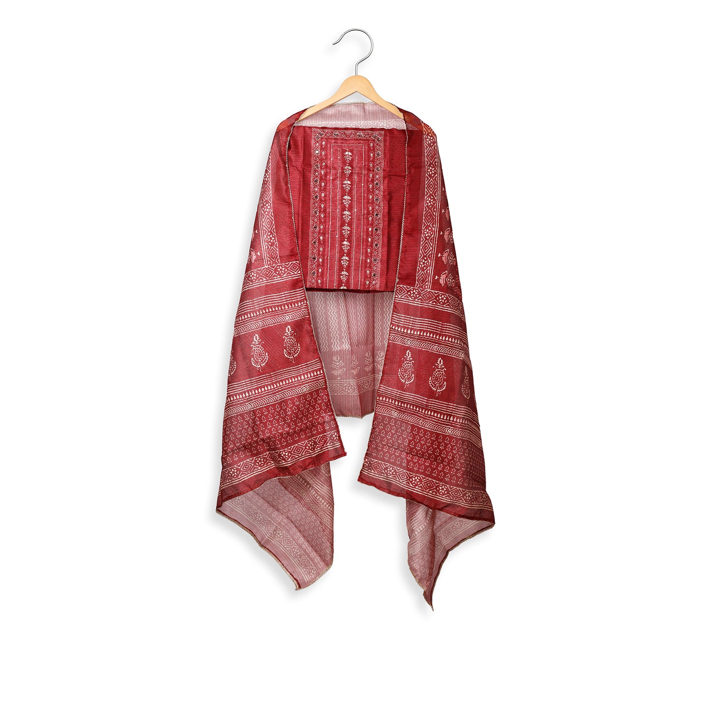 Ira Rust Dabu-Inspired Unstitched Suit Set