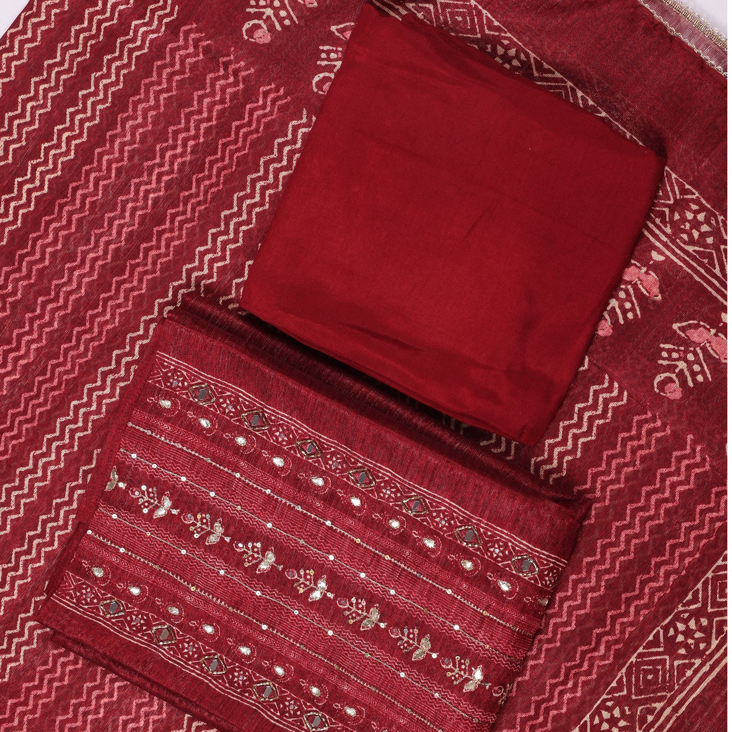 Ira Rust Dabu-Inspired Unstitched Suit Set