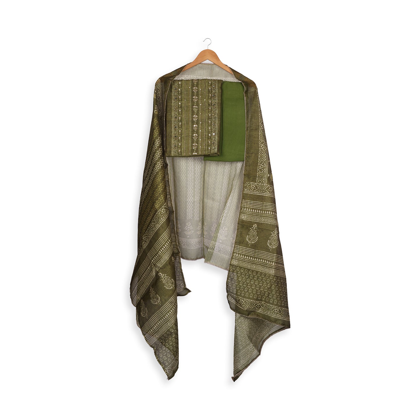 Aarohi Meadow Glow Mirror Work Cotton Suit Set
