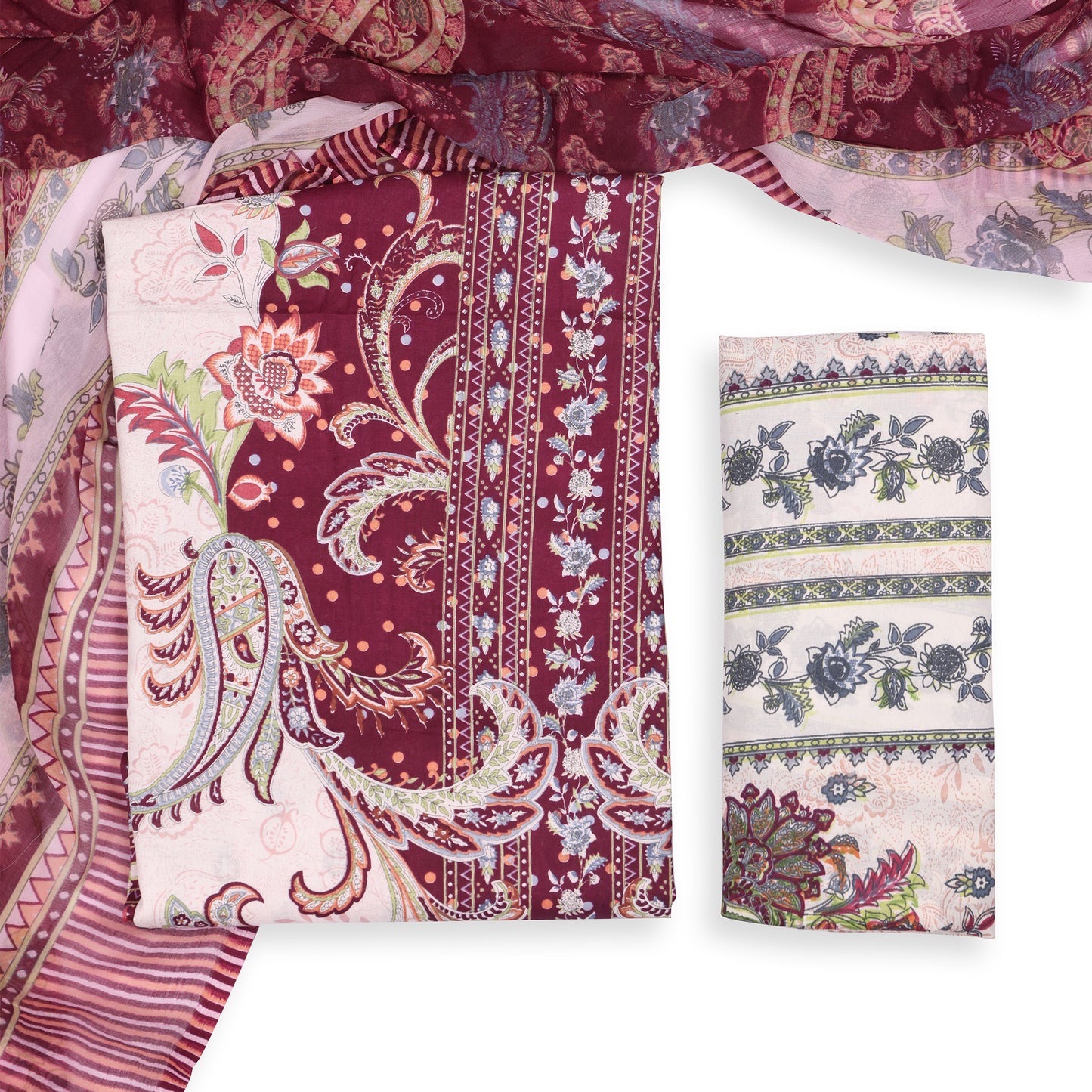 Aarohi Maroon Royale Printed Cotton Suit Set