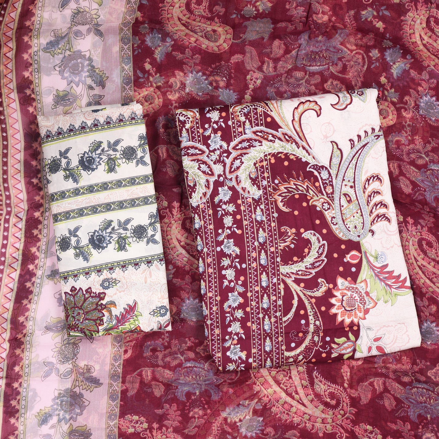 Aarohi Maroon Royale Printed Cotton Suit Set