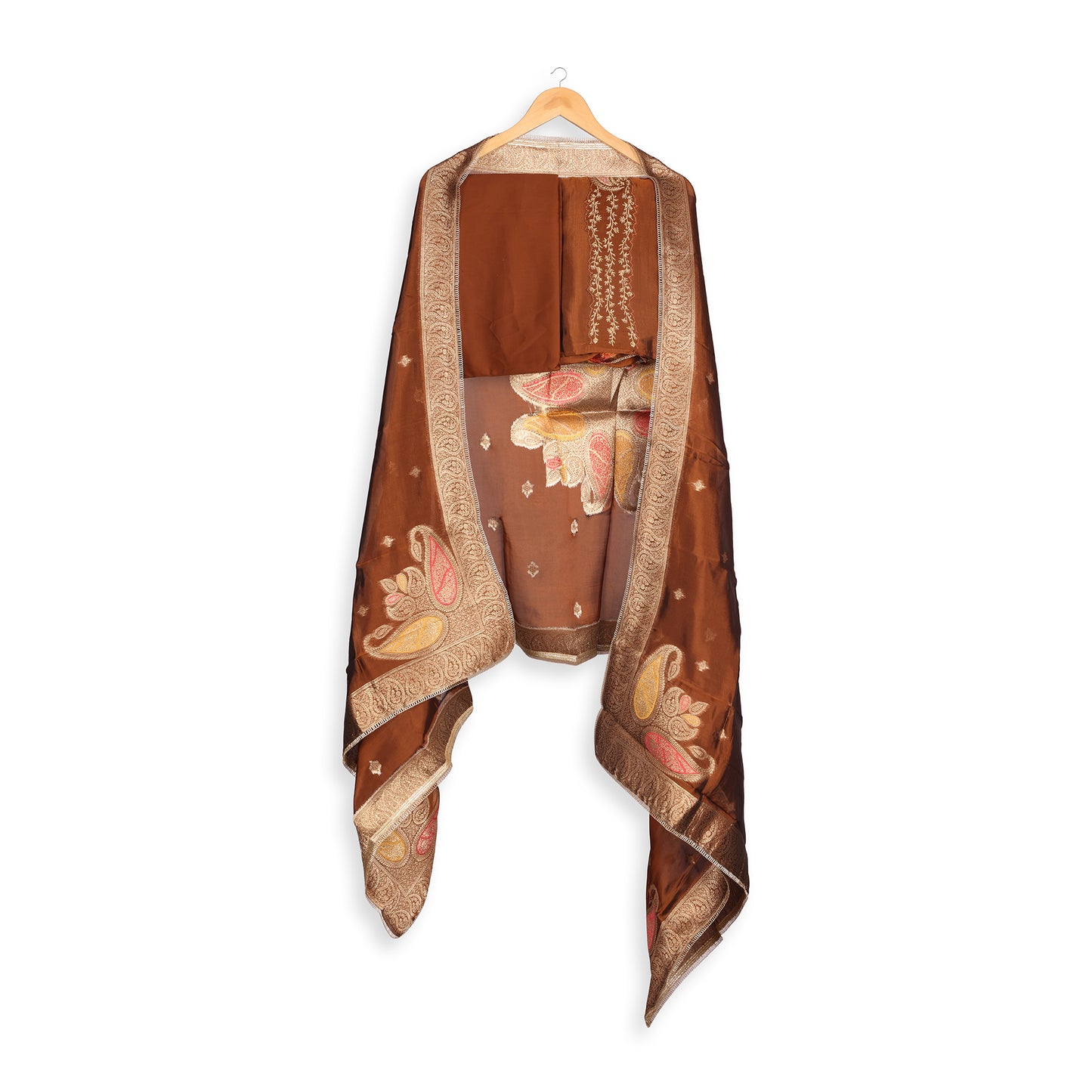 Mehrunisa Copper Brown Embroidered Suit Set