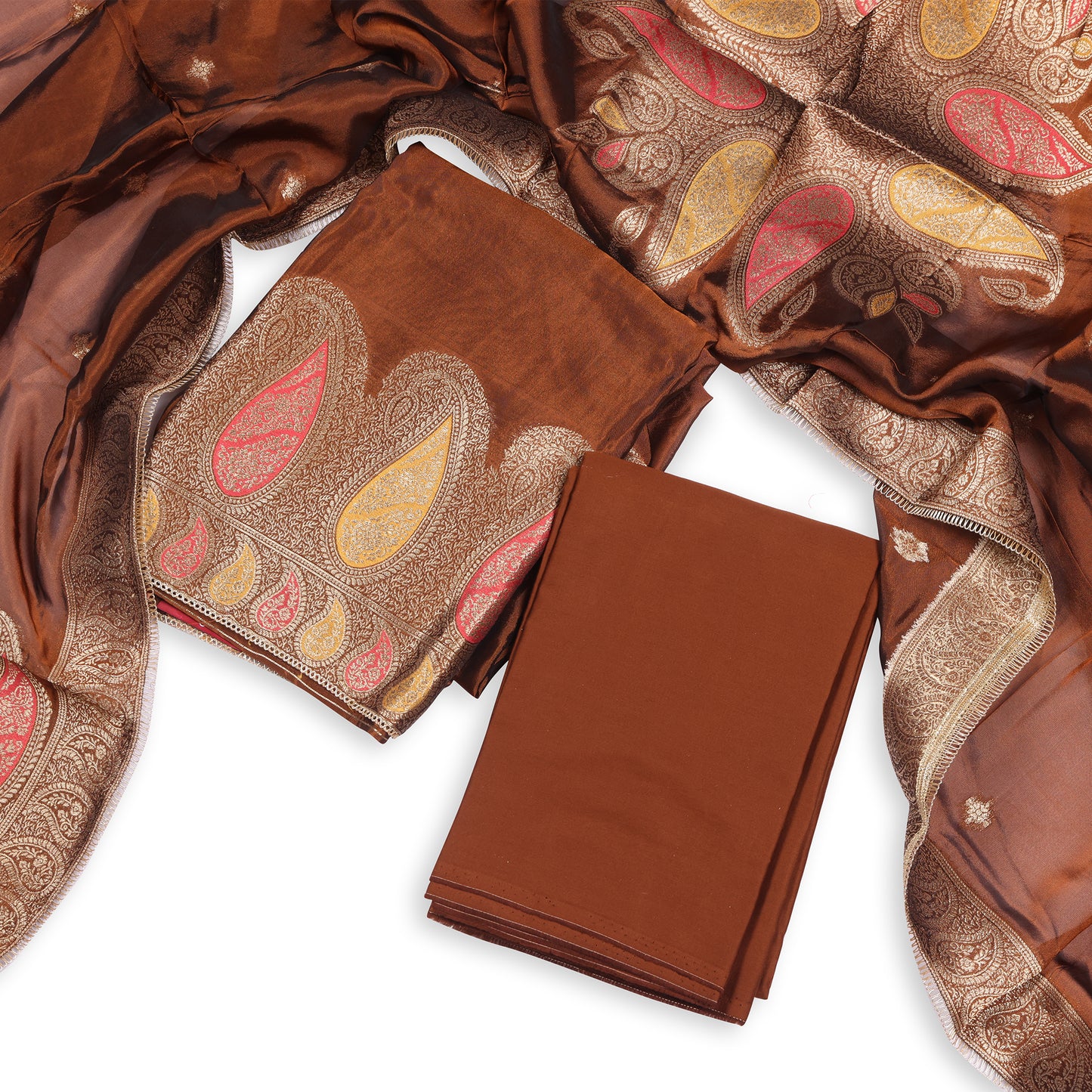 Mehrunisa Copper Brown Embroidered Suit Set