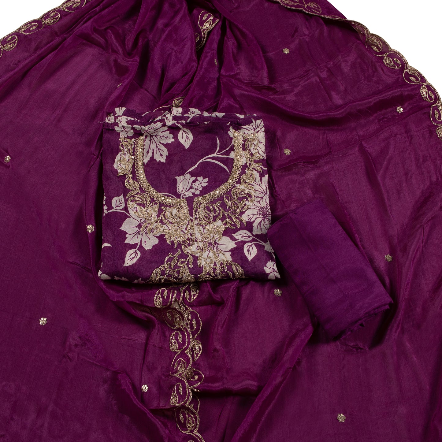 Majestic Plum Elegance – Designer Collection Dress Material