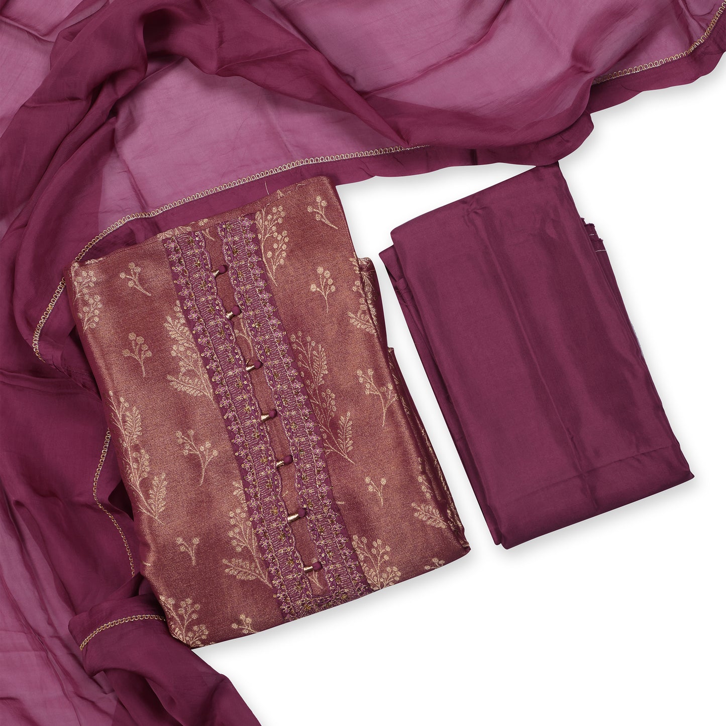 Regal Plum Embroidered Suit Set