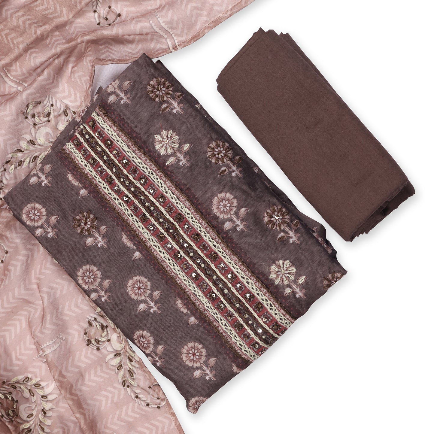Mocha Blossom Unstitched Suit Set