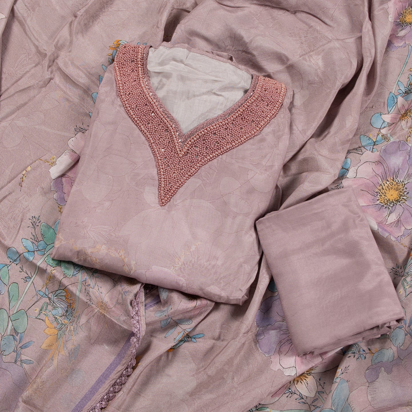 Blush Bloom Beauty – Printed Chiffon Dress Material