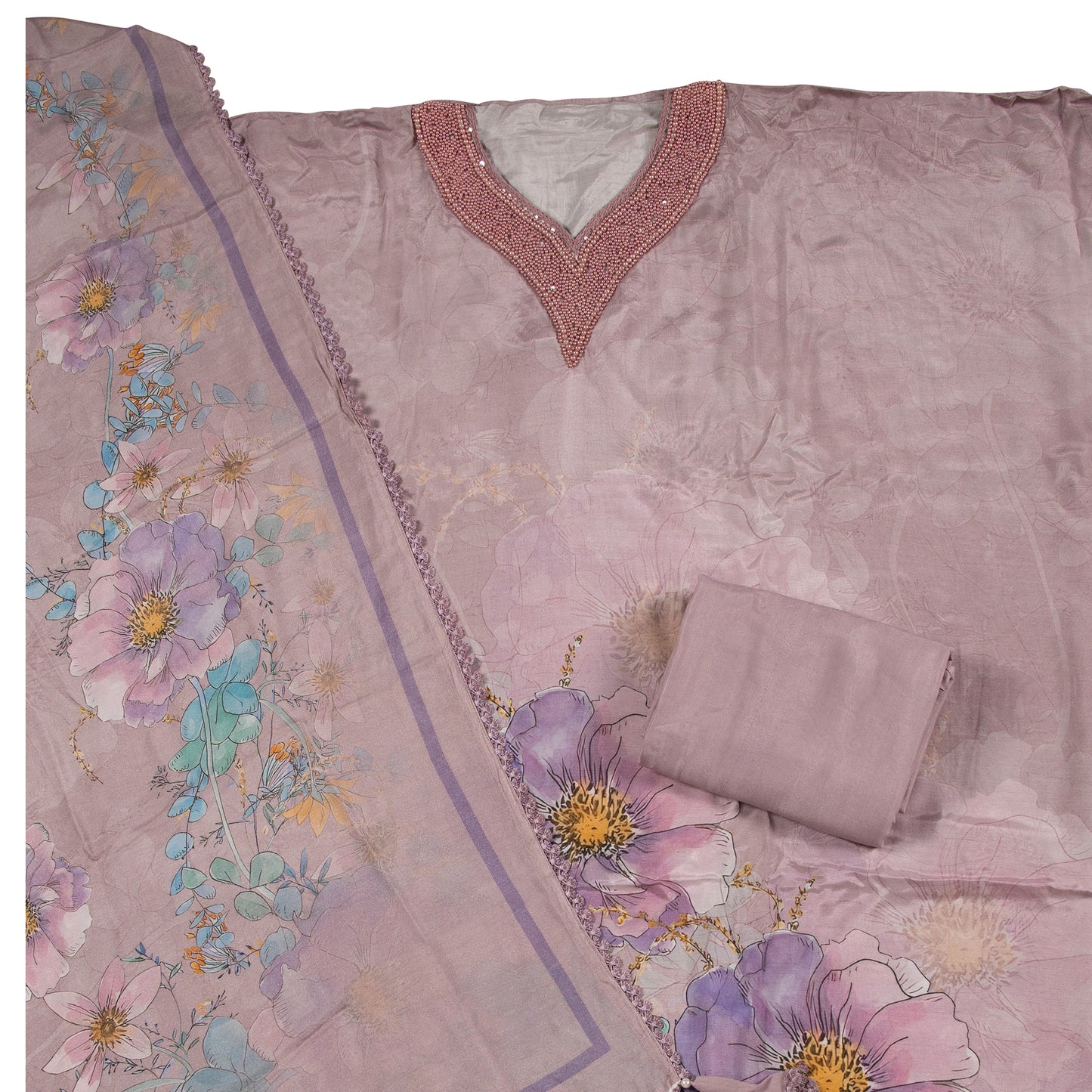 Blush Bloom Beauty – Printed Chiffon Dress Material