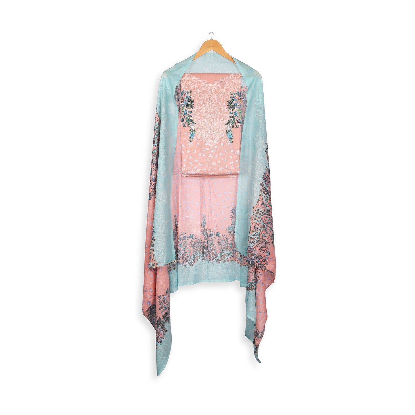 Gulbahaar Pastel Bloom Unstitched Suit Set