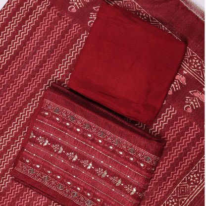 Ira Rust Dabu-Inspired Unstitched Suit Set