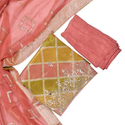 Aabha Multicolor Bandhej-Inspired Unstitched Suit Set