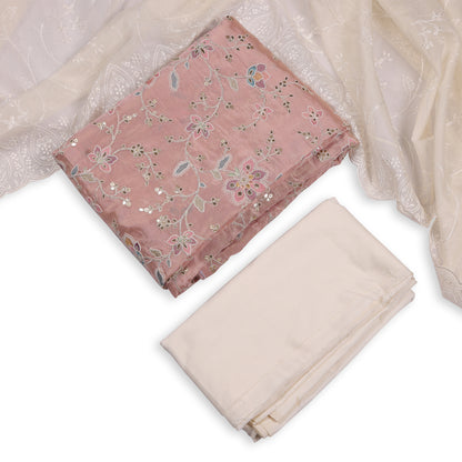 Naaz Blush & Ivory Embroidered Unstitched Suit Set