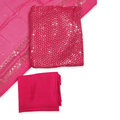 Gulzaar Rani Pink Mirror Work Unstitched Suit Set