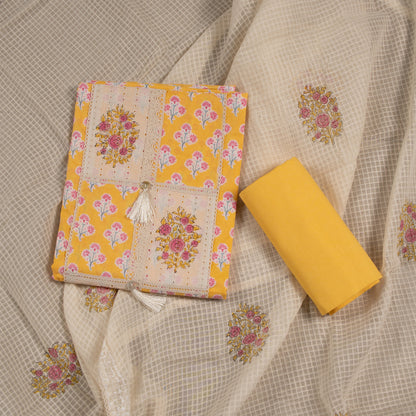 Golden Bloom Charm – Printed Cotton Designer