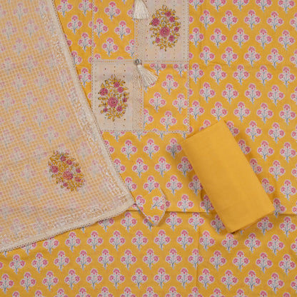 Golden Bloom Charm – Printed Cotton Designer