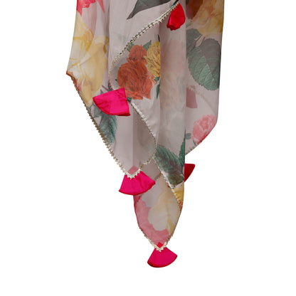 Zehra Mustard Silk Suit Set with Floral Dupatta