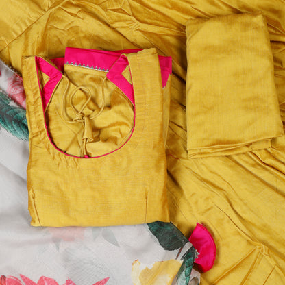 Zehra Mustard Silk Suit Set with Floral Dupatta