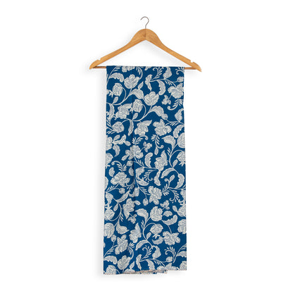 Timeless Navy Blue Floral Unstitched Fabric