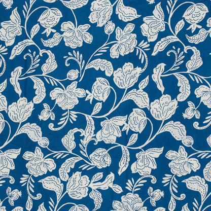 Timeless Navy Blue Floral Unstitched Fabric