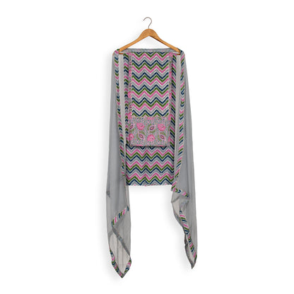 Elegant Chevron-Printed Designer Fabric Set