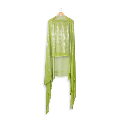 Gulzaar Lime Green Mirror Work Unstitched Suit Set