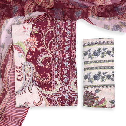 Aarohi Maroon Royale Printed Cotton Suit Set