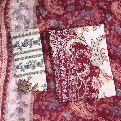 Aarohi Maroon Royale Printed Cotton Suit Set